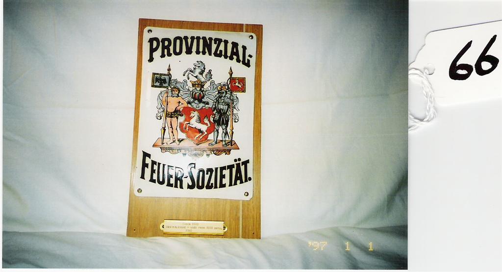 Westfalische Provincial Feuer-Sozietat. Enamel on