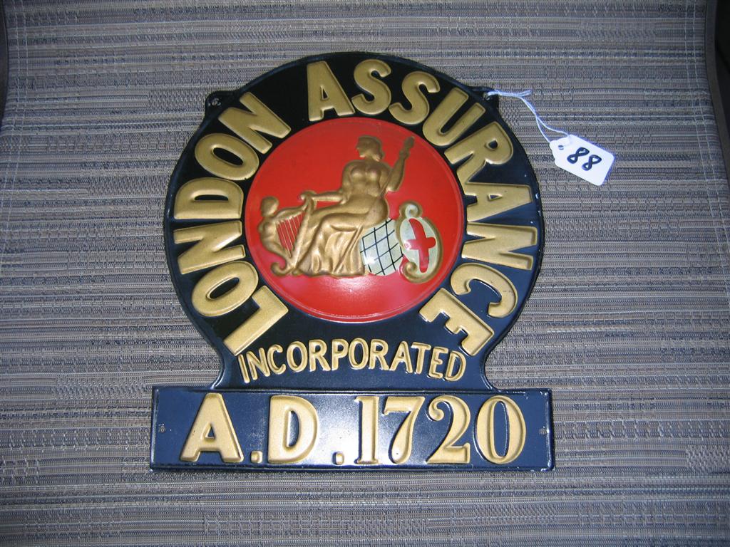 London Assurance. London, England. Tin. 11 5/8x