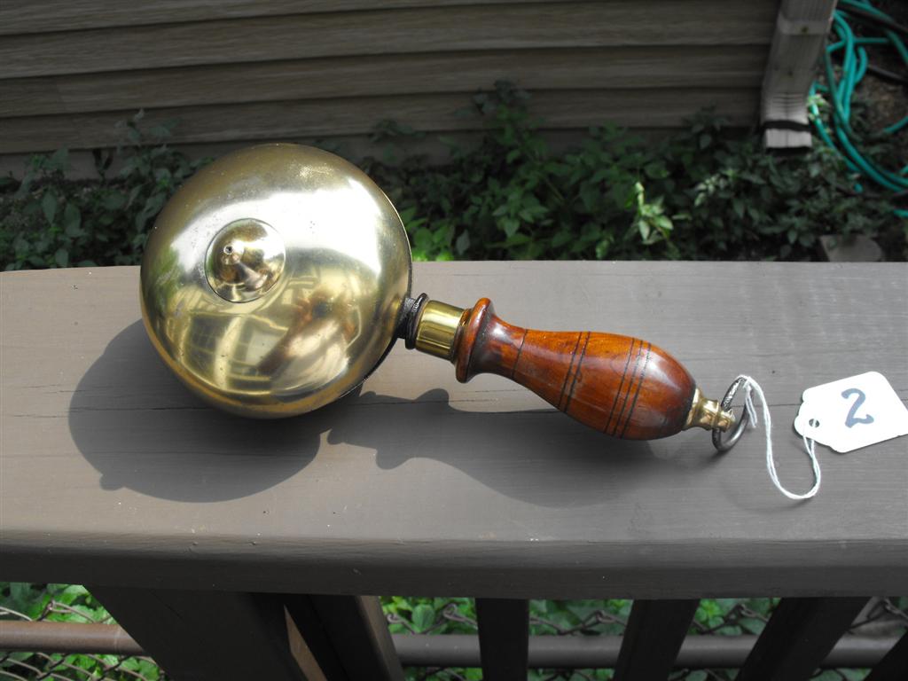 Antique Muffin Bell. Brass with Wood handle. Ver