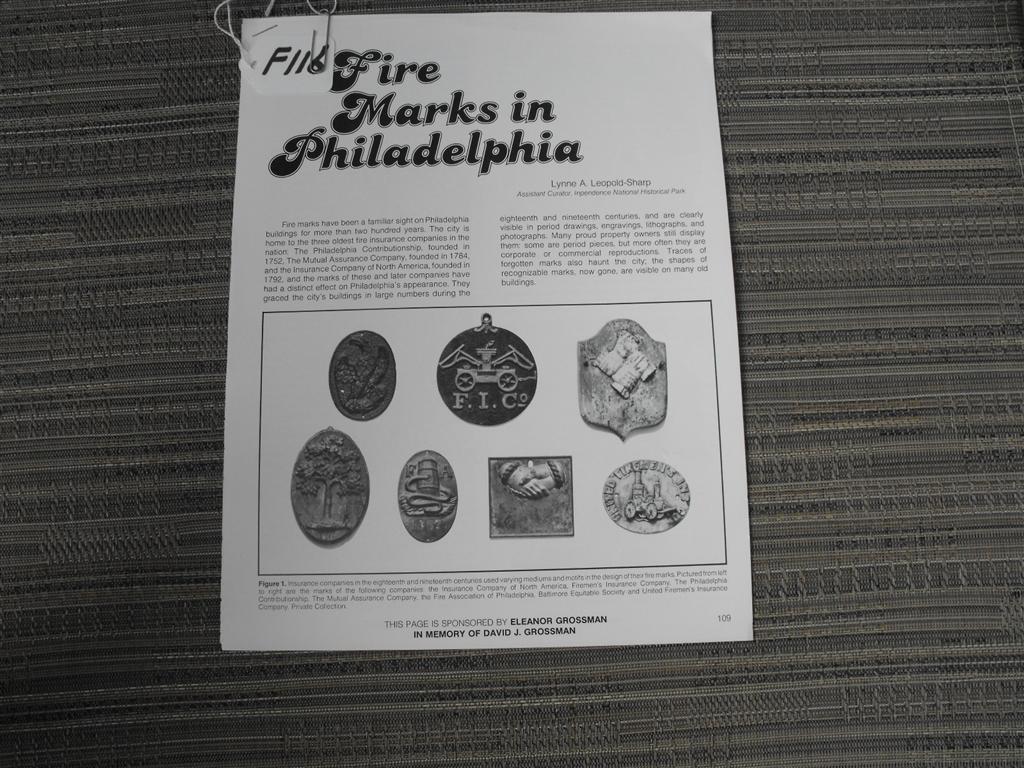 Article. Fire Marks in Philadelphia. by Lynne Le