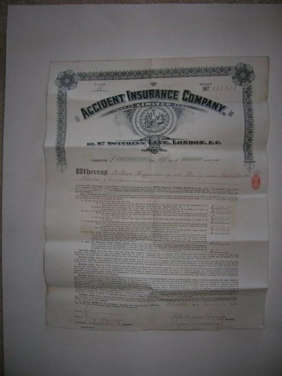 Accident Ins. Co., London. Policy No. 153512 date