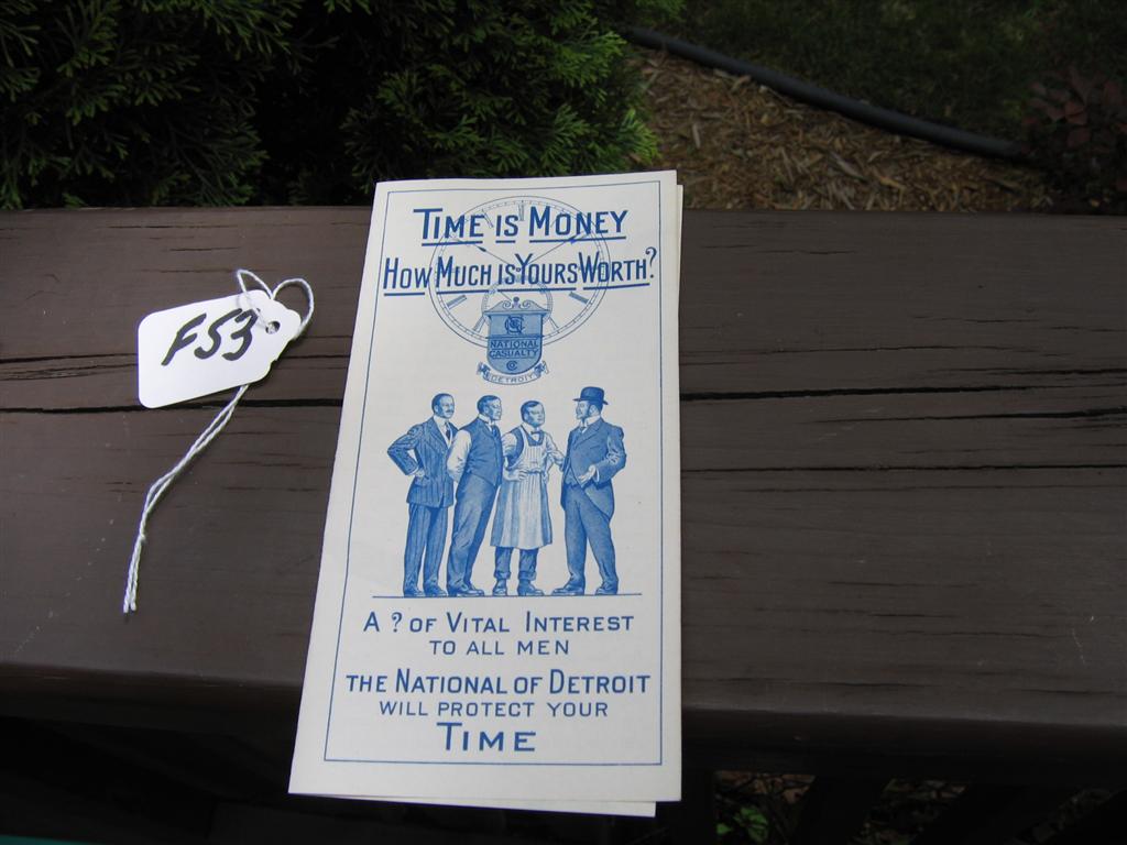 Advertising Piece. The National of Detroit. "Tim