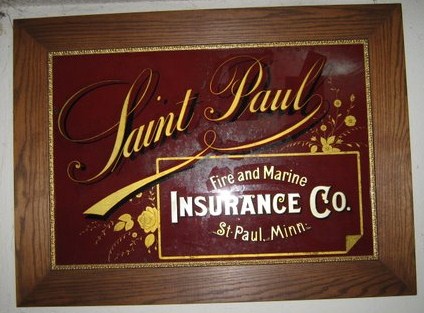 St Paul Ins CO, Reverse Glass, Wood Frame, Some di