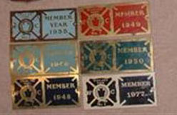 Highland Park member. 6 fire tags. 1935, 1940, 1