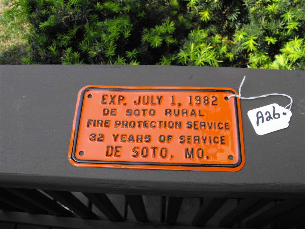 De Soto Rural Fire. Orange sign. Exp. July 1, 19