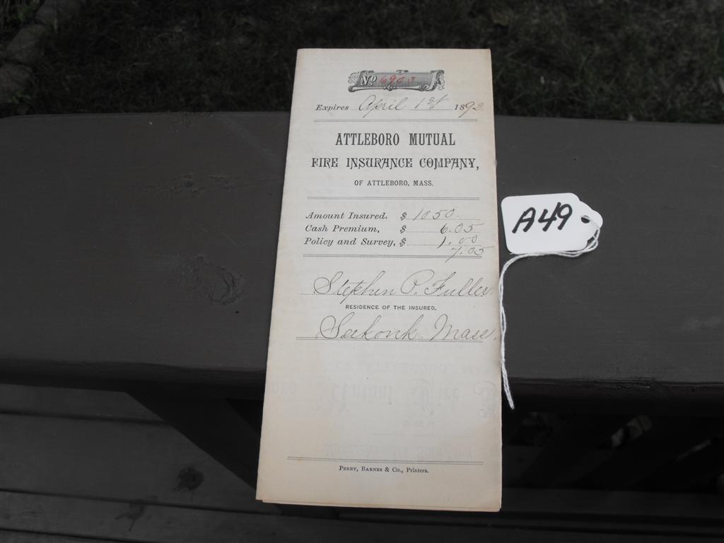Attleboro Mutual Fire Insurance Company Policy. 1