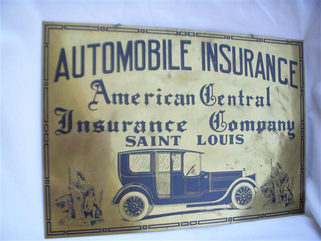 American Central Insurance Company brass sign, 14"