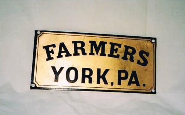Farmers York, P.A. Fire Mark, Tin 6 3/8" x 3 1/8"
