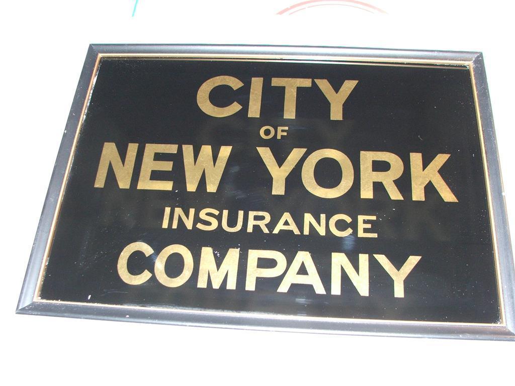 Reverse Glass sign for the City Insurance Company