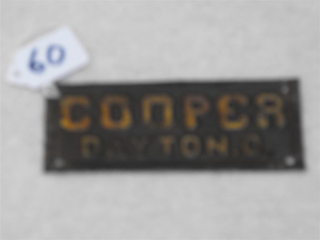 Cooper Fire Insurance Company. Dayton, Ohio. Tin.
