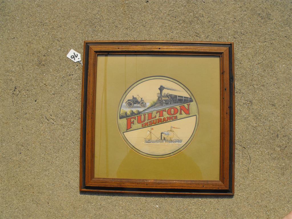 Fulton Insurance Sign. Wood frame with Circular i