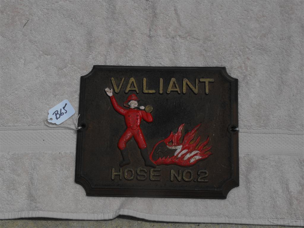 Valiant Hose No. 2 Sign/Fire Mark Reproduction. H