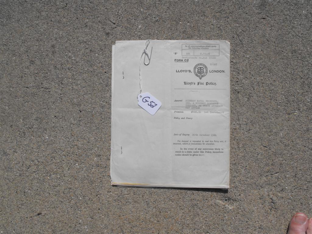 Lloyds of London Fire Policy. Expiration date was