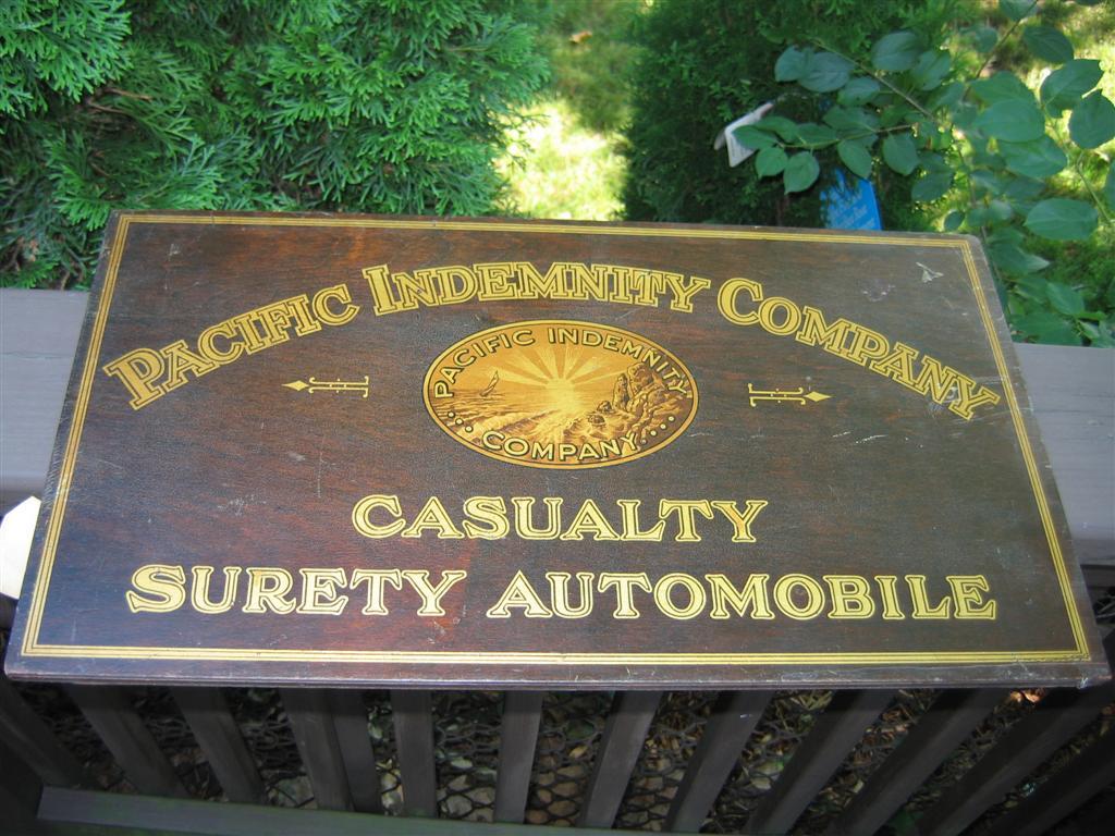 Pacific Indemnity Company Wood Sign. Los Angeles,