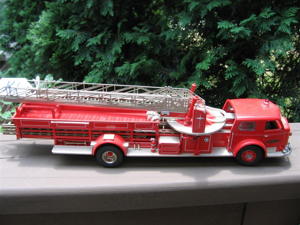 Red Fire Engine with Ladder. American LaFrance Di