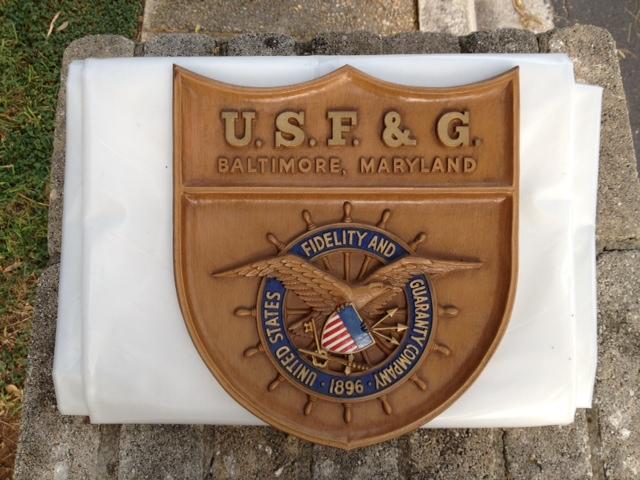 U.S.F.&G Baltimore, Maryland. Sign. Wood. Compa