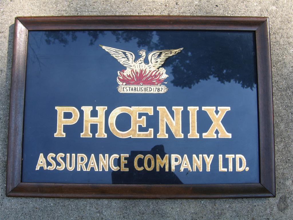 Phoenix Assurance Company, Ltd. Reverse Glass Sign