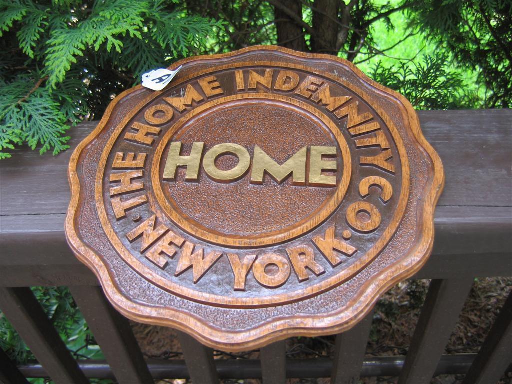 Home Insurance Company New York Plaque. Pressed W