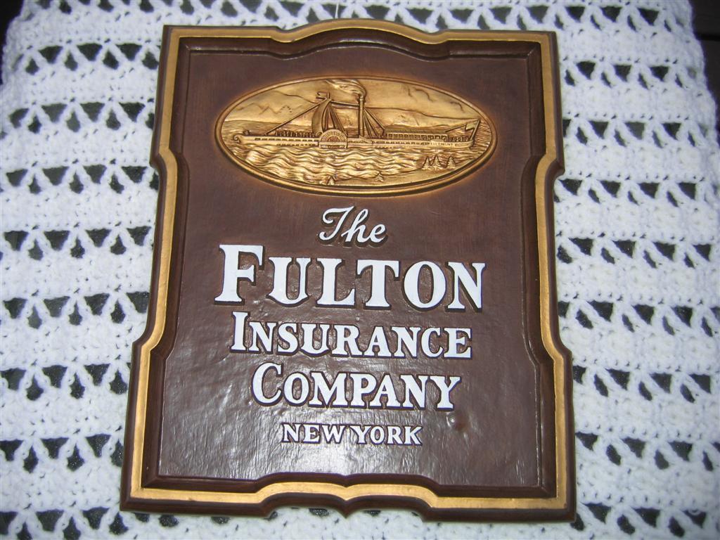 Fulton Insurance Company, New York. Plaque. Dark