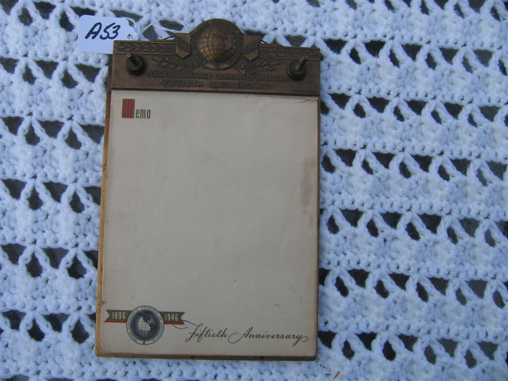 Star Insurance Company Memo Pad Paper Holder. Fif