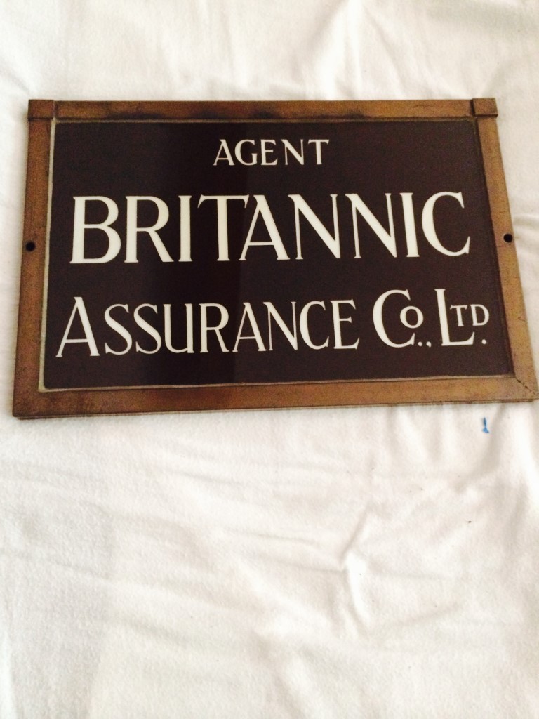 Britannic Assurance Co., Ltd. Glass Sign. Black B