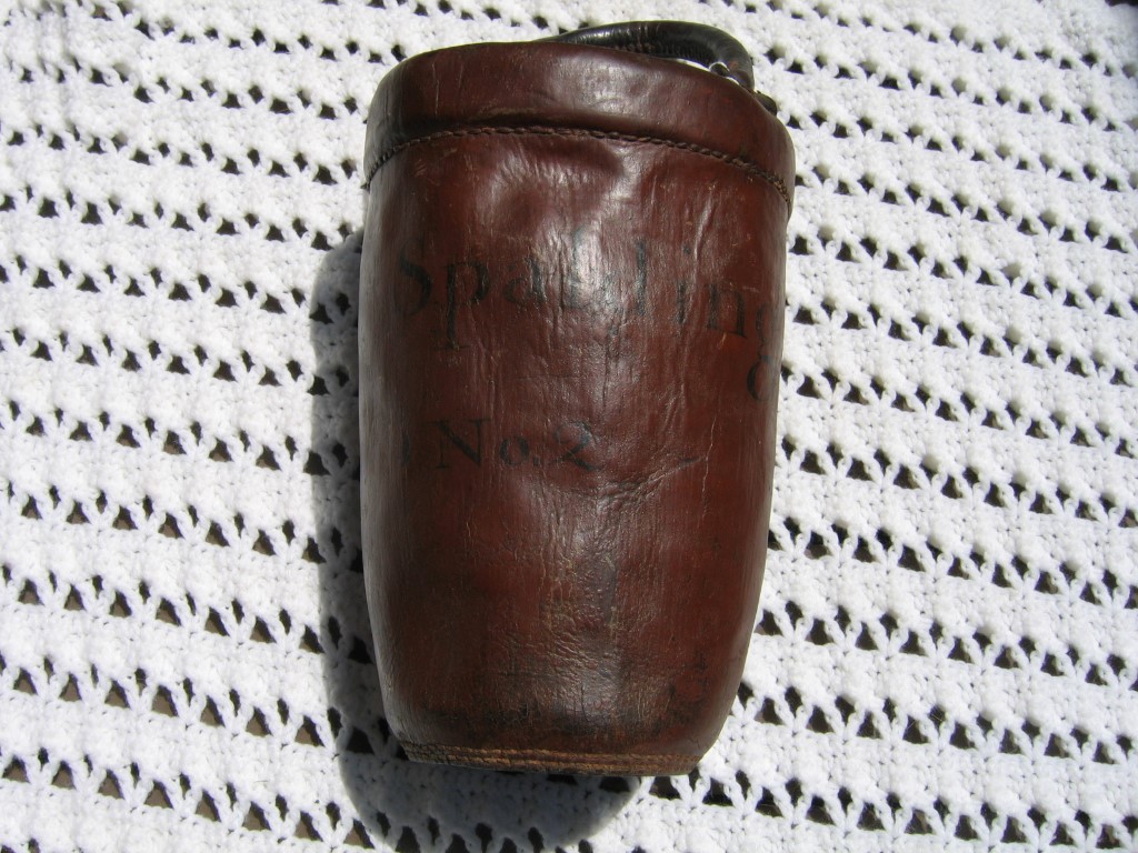 Old Fire Bucket. Original Red Leather with M. Spa