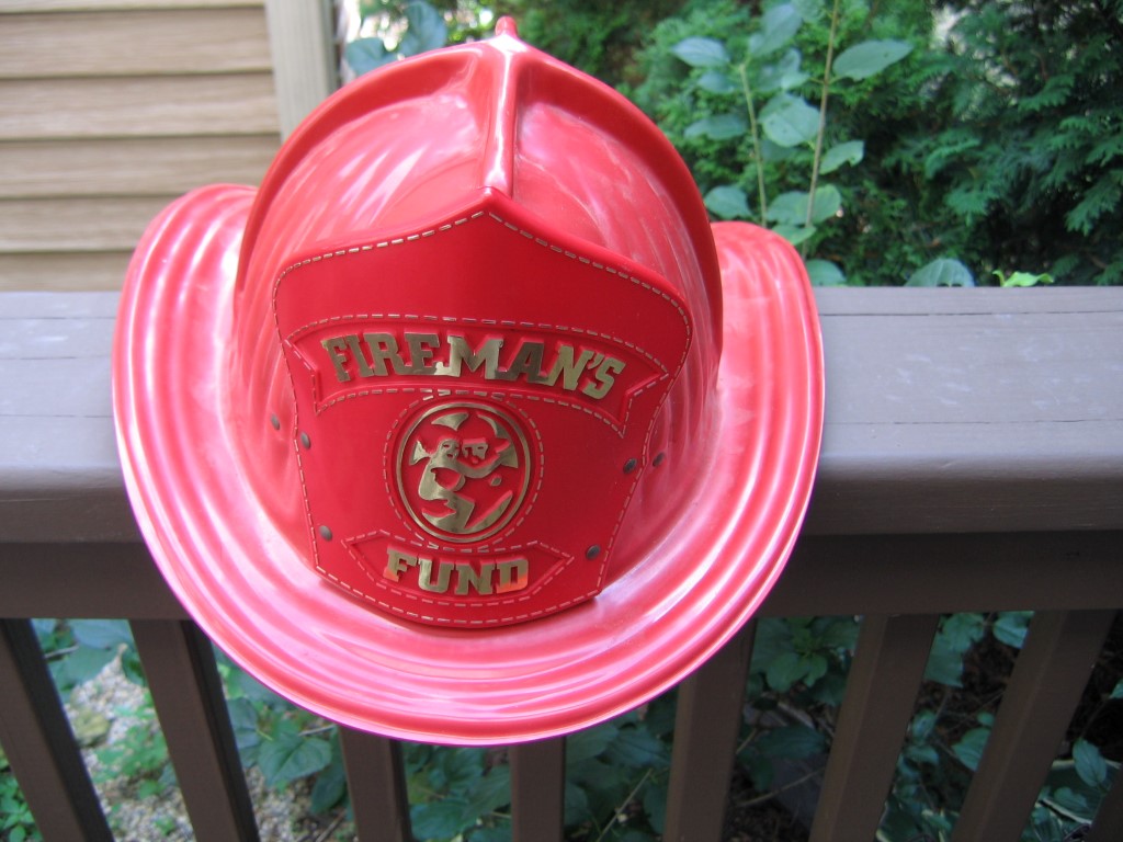 Firemans Fund Fire Helmet. Hard Plastic. Manufac