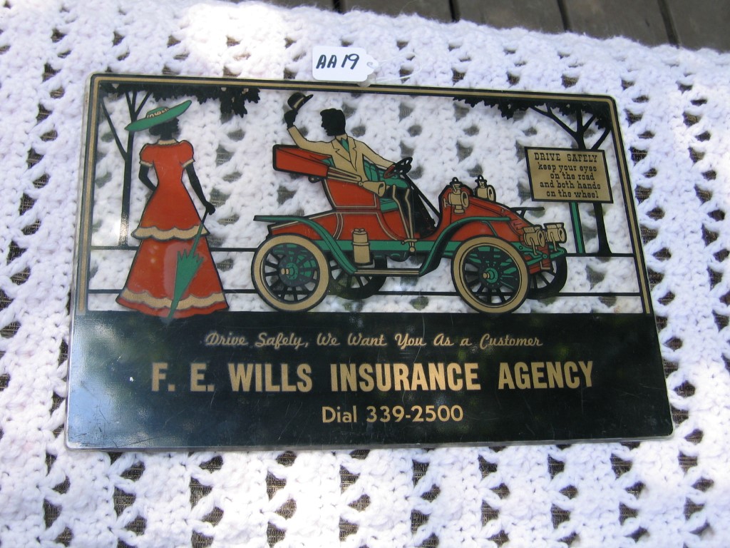 Sign. Made from Lucite? F. E. Wills Insurance Ag