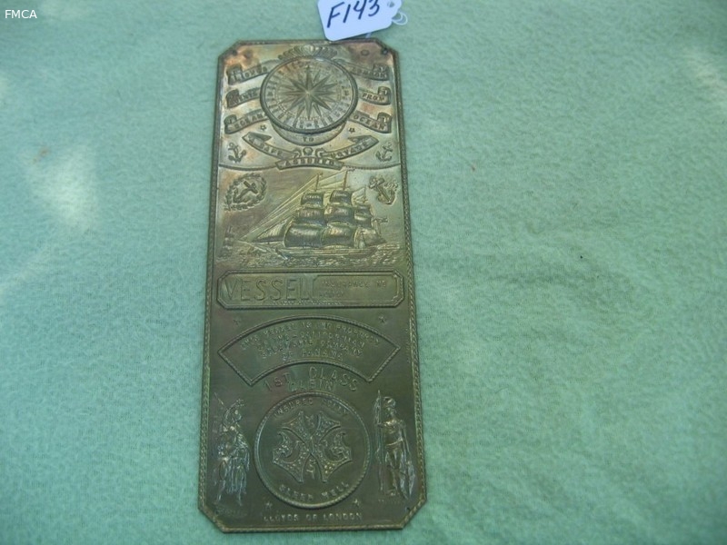 Brass Colored Advertising Cabin Door Plate. Lloyd