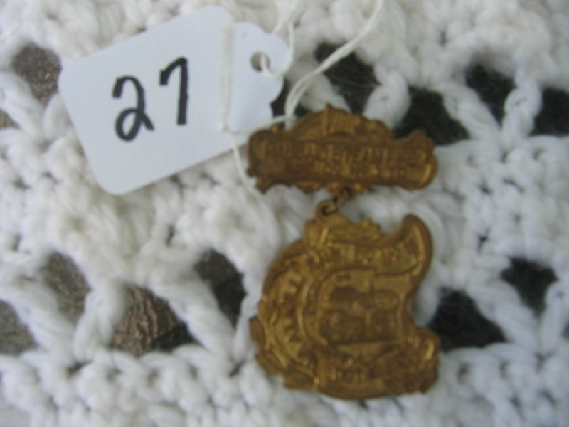 Fireman's Pin. Brass. Two Pieces Connected. Top