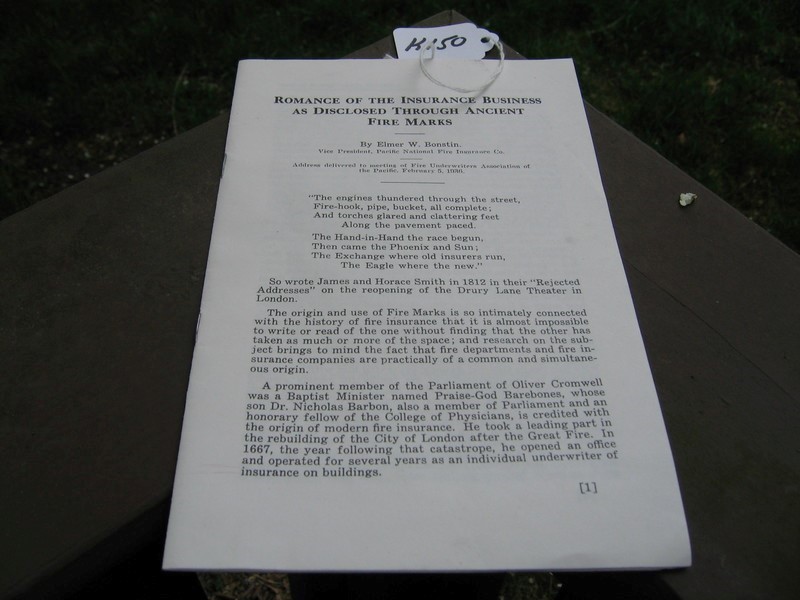 Pamphlet. Romance of the Insurance Business as Di