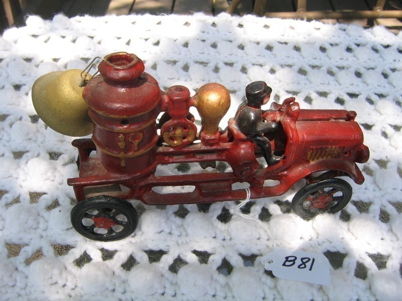 Toy. Miniature Fire Engine. Metal. 8 inches lo
