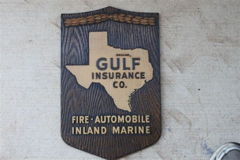 Gulf Insurance Co Plaque. Pressed Wood.