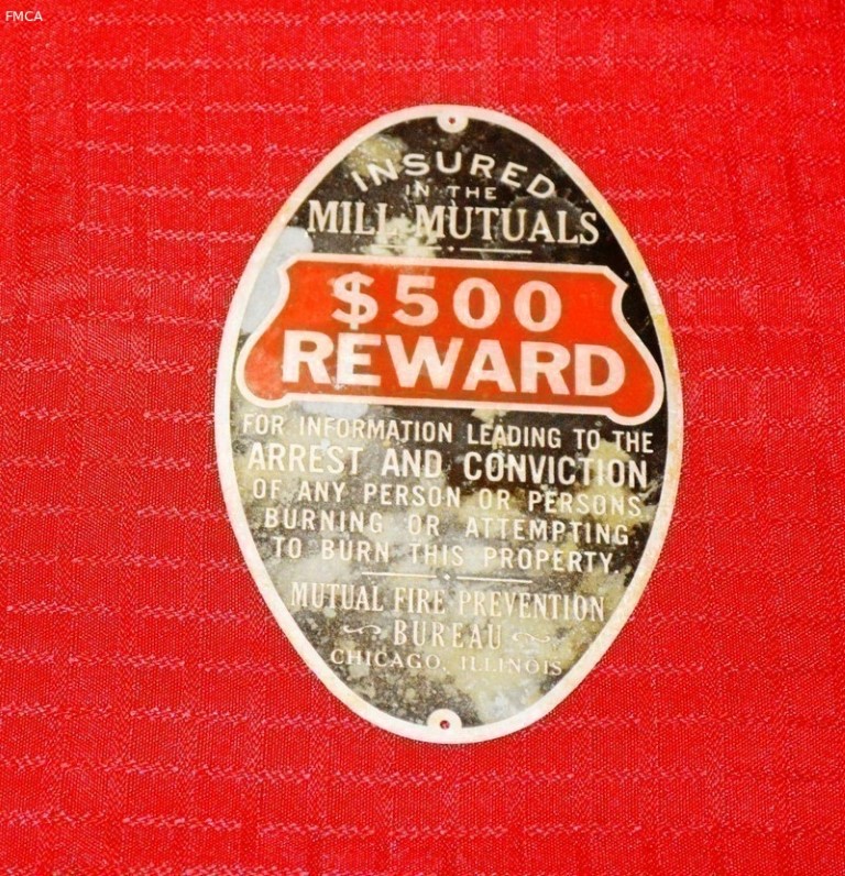 Mill Mutual Tin Sign. 4x6, Plain on Back. $500 Rew