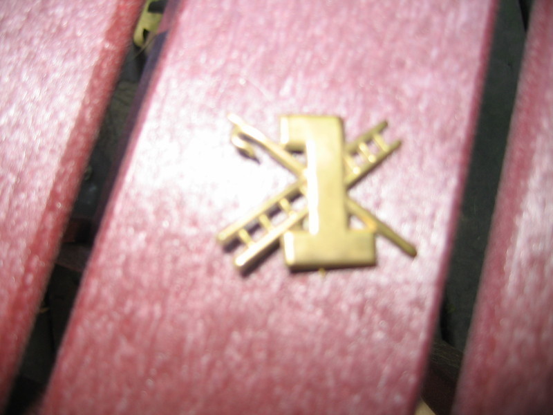 Fire Pin. Copper Color "1" with Ladder. 1 1/4 x 1