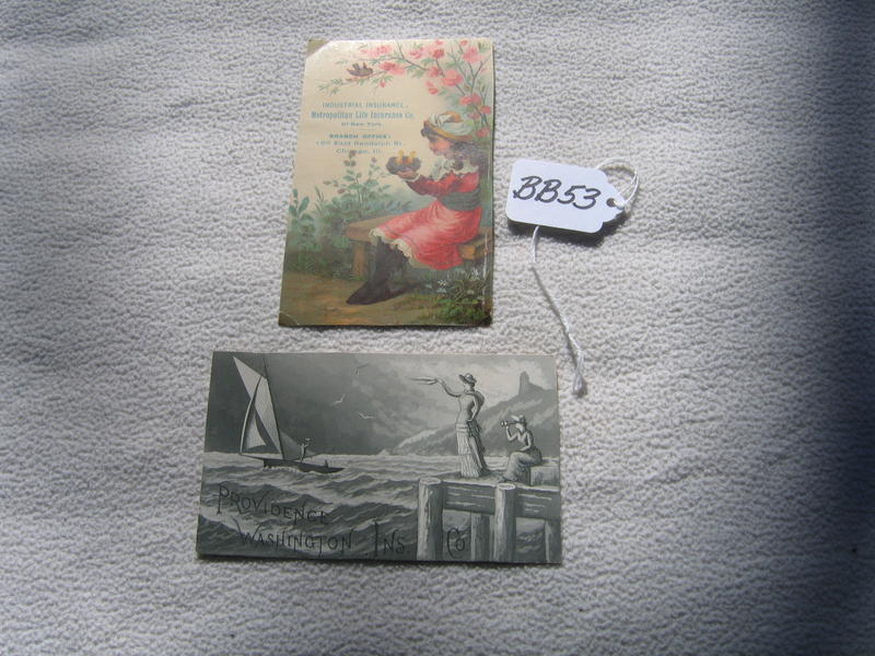 Two Insurance Advertising Trade Cards. Top is for