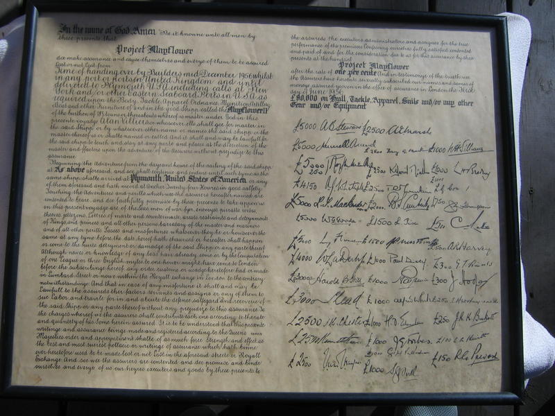 Copy of the Original Mayflower II Insurance Policy