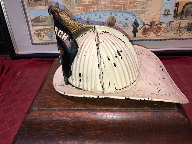 White Parade Helmet. 1800's. Side View.