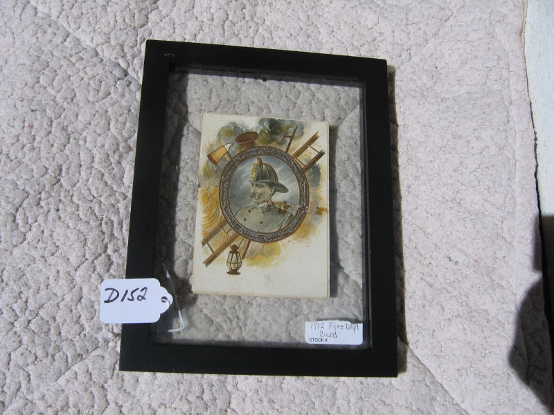 Fire Department Card from 1912. Encased in Framed