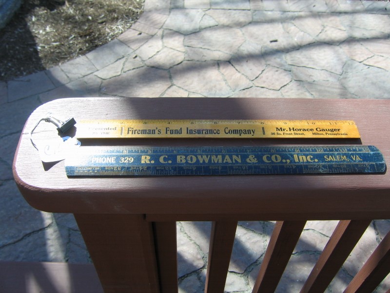 Two Old Wood Rulers. 1. Fireman's Fund Insurance