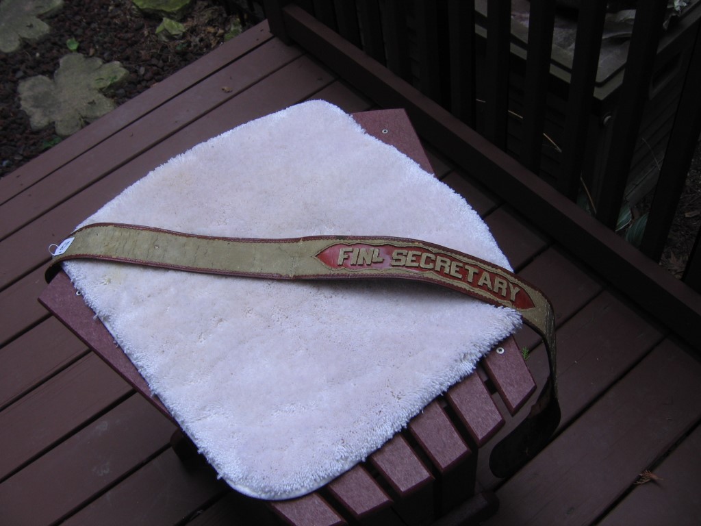 Parade Belt. "FINL SECRETARY" on Belt with Burgun