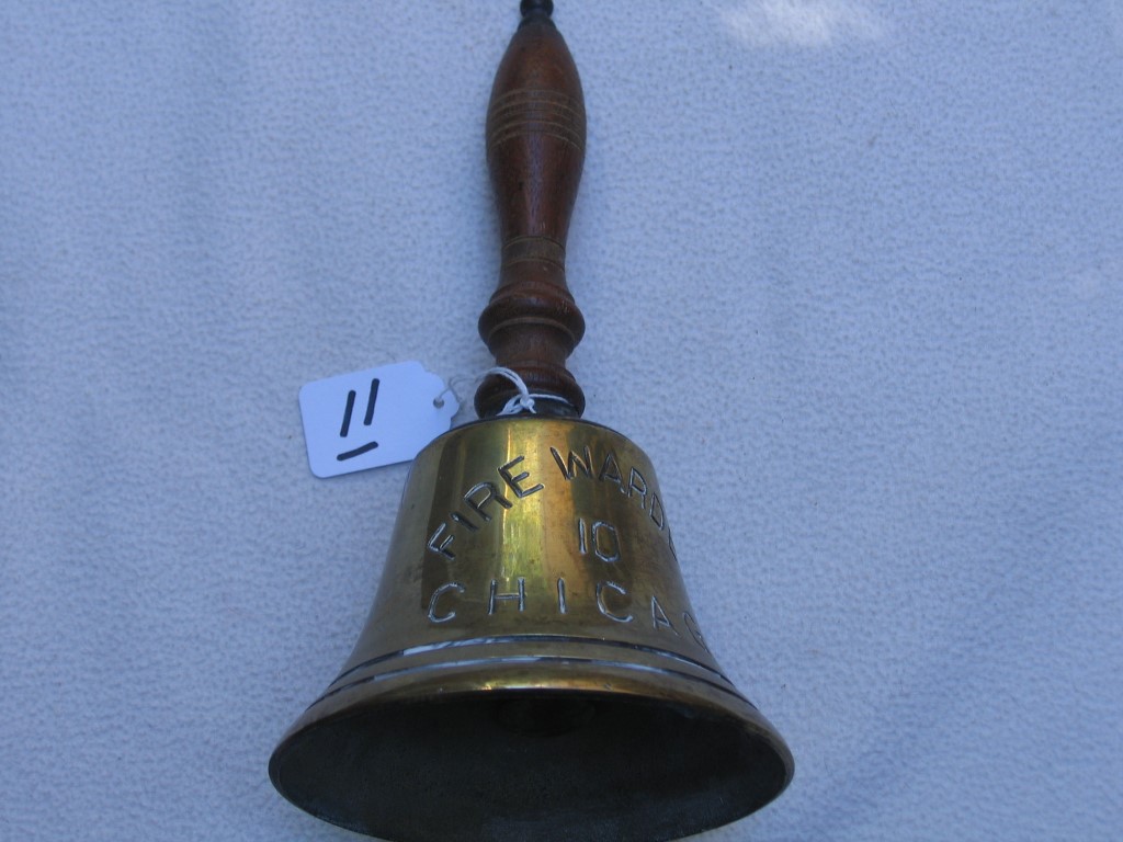 Fireman's Brass Bell. Older Reproduction. Etched