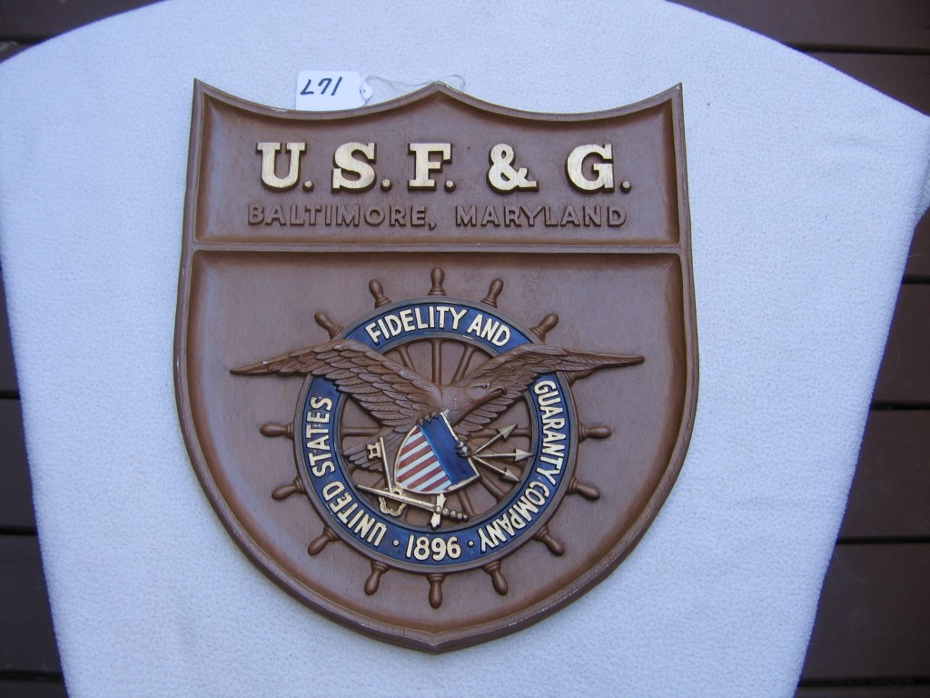 U.S.F&G Baltimore, Maryland. Insurance Plaque. 1