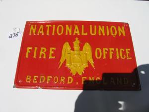 #193 National Union Fire Office. Bedford, England. Fire Mark. Bulau 989.