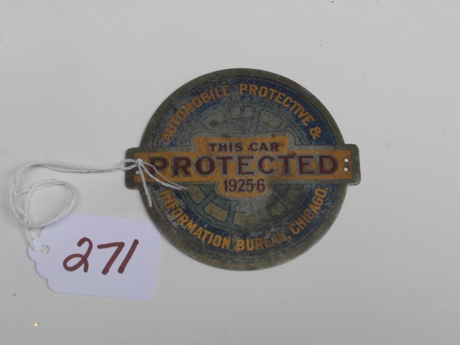 #217 Automobile Protective & Information Bureau., Chicago. Auto Tag
