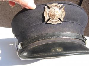#222 Fire Hat by Head Master with New Castle Fire Dept. Emblem on Front