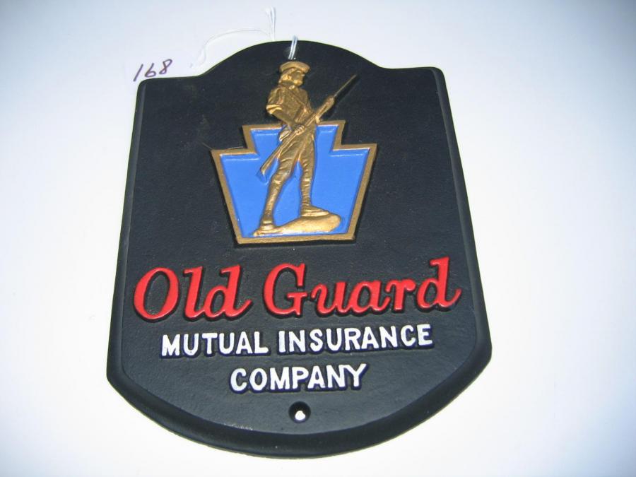 #116 Old Guard Insurance Plaque. Mutual insurance company. Very heavy for its size.