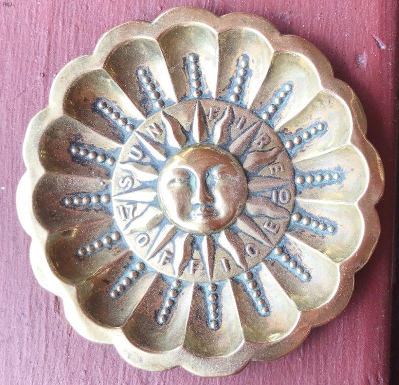 #016 Brass Sun Fire Office Pin Tray. 3 ¾ in diameter. Excellent Condition.