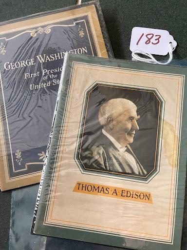 #089 John Hancock Mutual Life Insurance Company Series on Great American History Stories of People and Figures. Thomas A. Edison 1932 and George Washi