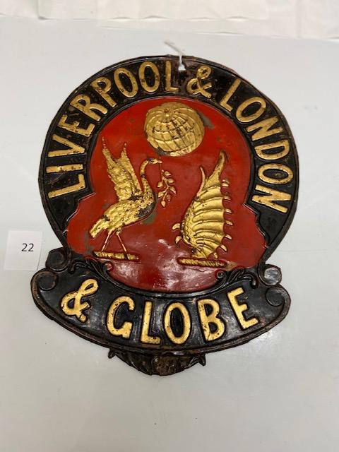 122 Firemark, Foreign Liverpool & London & Globe, BU946. Tin